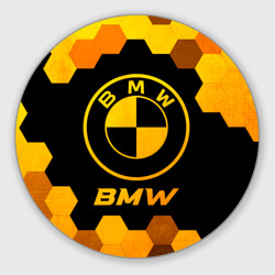 Круглый коврик для мышки BMW - gold gradient