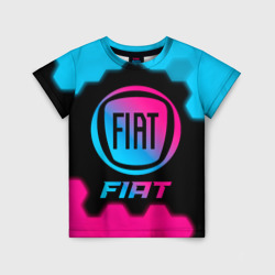 Детская футболка 3D Fiat - neon gradient