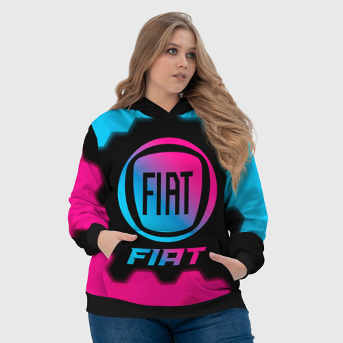 Женская толстовка 3D Fiat - neon gradient, цвет 3D печать - фото 6