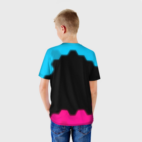 Детская футболка 3D Fiat - neon gradient, цвет 3D печать - фото 4