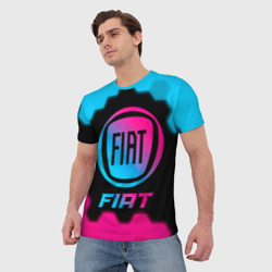 Мужская футболка 3D Fiat - neon gradient - фото 2