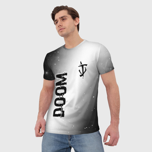 Мужская футболка 3D Doom glitch на светлом фоне: надпись, символ, цвет 3D печать - фото 3
