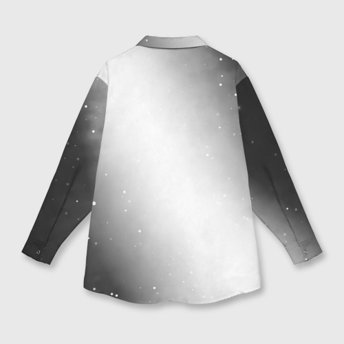 Женская рубашка oversize 3D с принтом Doom glitch на светлом фоне: надпись, символ, вид сзади #1