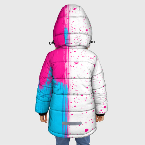 Зимняя куртка для девочек 3D Tomb Raider neon gradient style: по-вертикали, цвет черный - фото 4