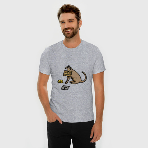 Мужская футболка хлопок Slim Фидо и собачка - друзья где, цвет меланж - фото 3