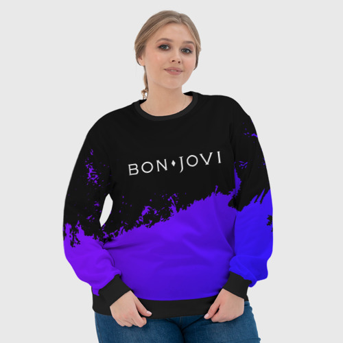 Женский свитшот 3D Bon Jovi purple grunge, цвет 3D печать - фото 6