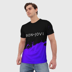 Мужская футболка 3D Bon Jovi purple grunge - фото 2