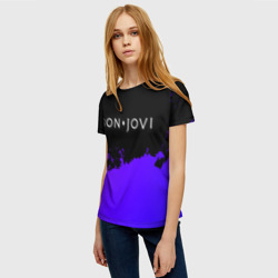 Женская футболка 3D Bon Jovi purple grunge - фото 2