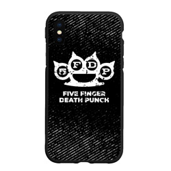 Чехол для iPhone XS Max матовый Five Finger Death Punch с потертостями на темном фоне