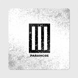 Магнит виниловый Квадрат Paramore с потертостями на светлом фоне