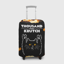 Чехол для чемодана 3D Thousand Foot Krutch рок кот и огонь