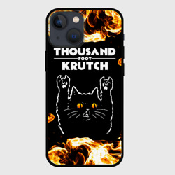 Чехол для iPhone 13 mini Thousand Foot Krutch рок кот и огонь