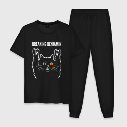 Мужская пижама хлопок Breaking Benjamin rock cat