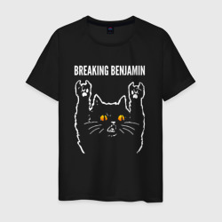 Мужская футболка хлопок Breaking Benjamin rock cat