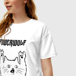 Женская футболка хлопок Oversize Powerwolf - rock cat - фото 2
