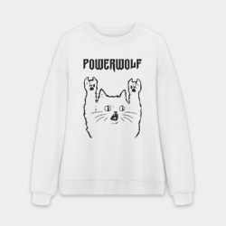 Мужской свитшот oversize без начеса хлопок Powerwolf - rock cat