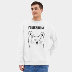 Мужской свитшот oversize без начеса хлопок Powerwolf - rock cat - фото 2