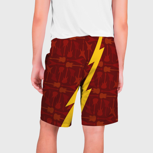 Мужские шорты 3D с принтом Ramones гитары и молния, вид сзади #1