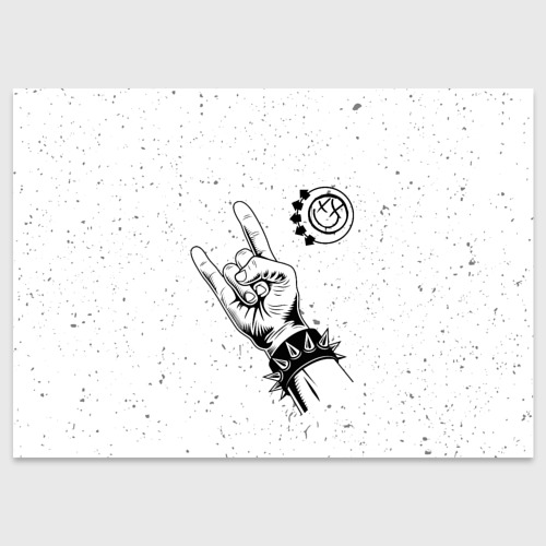 Поздравительная открытка Blink 182 и рок символ, цвет белый