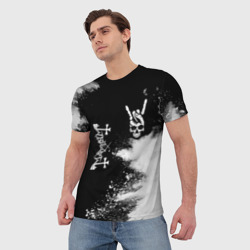 Мужская футболка 3D Mayhem и рок символ на темном фоне - фото 2