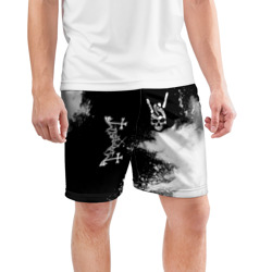 Мужские шорты спортивные Mayhem и рок символ на темном фоне - фото 2