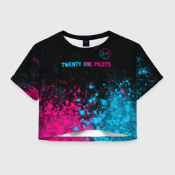 Женская футболка Crop-top 3D Twenty One Pilots - neon gradient: символ сверху