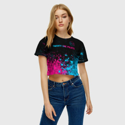 Женская футболка Crop-top 3D Twenty One Pilots - neon gradient: символ сверху - фото 2