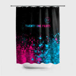 Штора 3D для ванной Twenty One Pilots - neon gradient: символ сверху