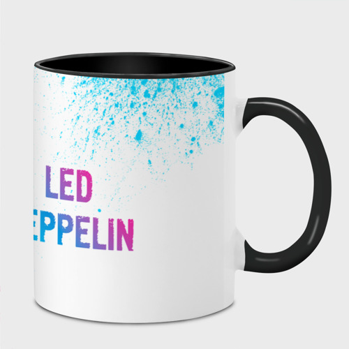 Кружка с полной запечаткой Led Zeppelin neon gradient style: надпись и символ, цвет белый + черный