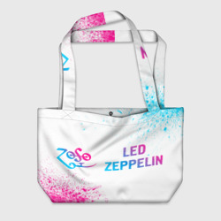 Пляжная сумка 3D Led Zeppelin neon gradient style: надпись и символ