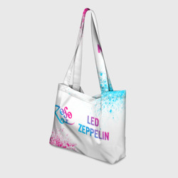 Пляжная сумка 3D Led Zeppelin neon gradient style: надпись и символ - фото 2