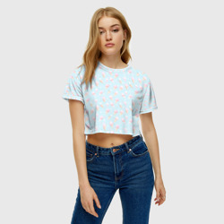 Женская футболка Crop-top 3D Цветное мороженое в пастельных цветах - фото 2