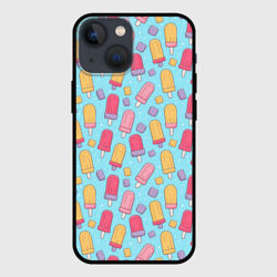 Чехол для iPhone 13 mini Разноцветные эскимо, паттерн