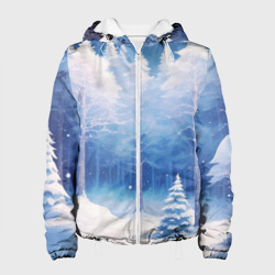 Женская куртка 3D Зимний спящий лес