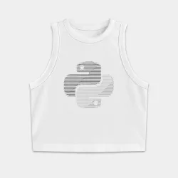 Женская укороченная майка-топ хлопок Python ASCII-art Светлая