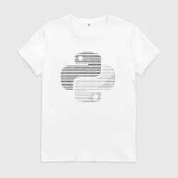 Женская футболка хлопок Python ASCII-art Светлая