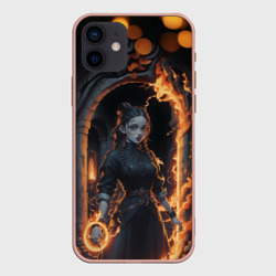 Готическая девушка с двумя косами огненная магия – Чехол для iPhone 12 Mini с принтом купить