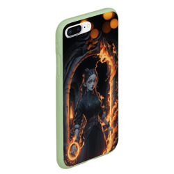 Чехол для iPhone 7Plus/8 Plus матовый Готическая девушка с двумя косами огненная магия - фото 2