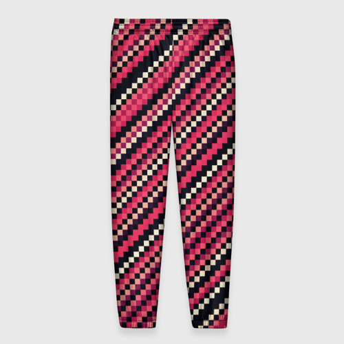Мужские брюки 3D с принтом Полосы пиксели красный, вид сзади #1