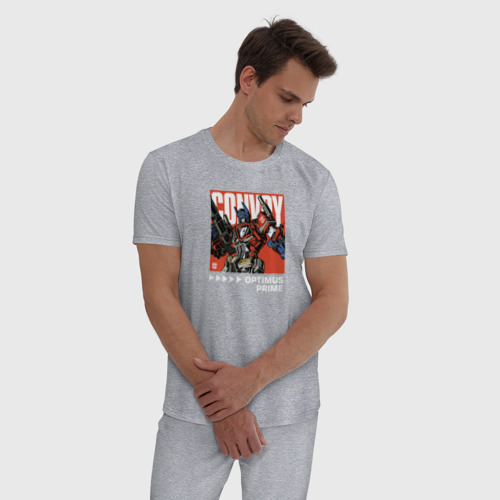 Мужская пижама хлопок с принтом Трансформеры: Оптимус Прайм, фото на моделе #1