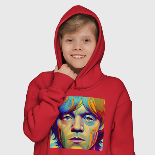 Детское худи Oversize хлопок Brian Jones Digital Portret, цвет красный - фото 12