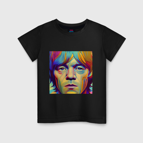 Детская футболка хлопок с принтом Brian Jones Digital Portret, вид спереди #2