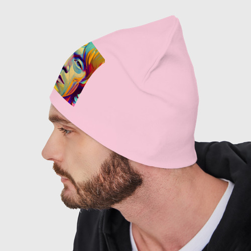 Мужская шапка демисезонная Brian Jones Digital Portret, цвет светло-розовый - фото 4