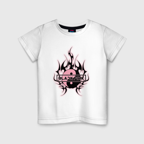 Детская футболка хлопок Blackpink - logo in yang, цвет белый