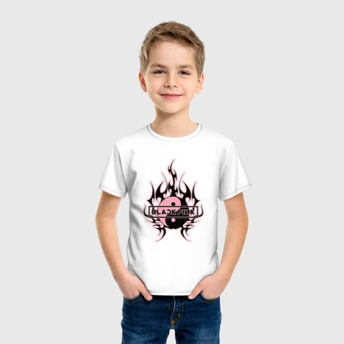 Детская футболка хлопок Blackpink - logo in yang, цвет белый - фото 3