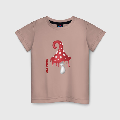 Детская футболка хлопок Магический мухомор, цвет пыльно-розовый