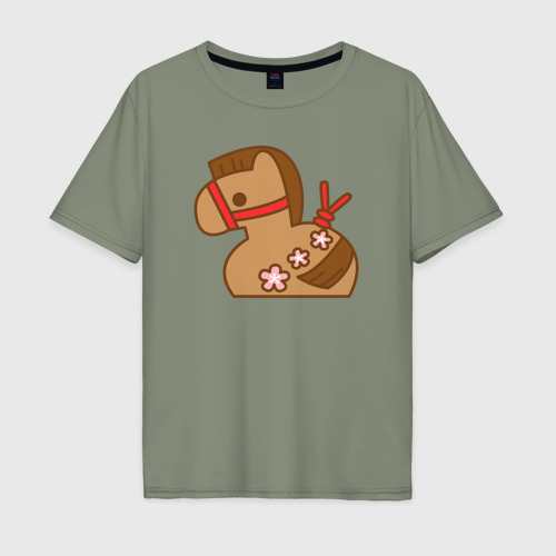 Мужская футболка хлопок Oversize с принтом Лошадка милая, вид спереди #2