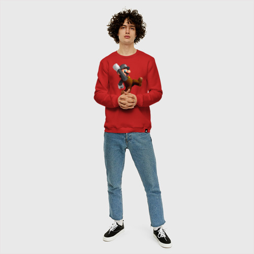 Мужской свитшот хлопок Марио в сером, цвет красный - фото 5