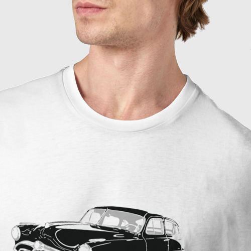 Мужская футболка хлопок с принтом Ретро автомобиль Хадсон Хорнет, фото #4
