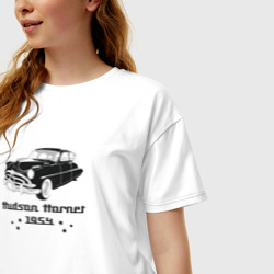 Женская футболка хлопок Oversize Ретро автомобиль Хадсон Хорнет - фото 2